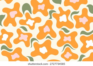 Patrón de flores sin costuras Espacio para la venta de productos en el Sitio web. Flores geométricas estilizadas en estilo ingenuo. Ilustración vectorial.