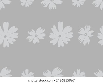 Seamless flower pattern. Straight linear structure. Shades of gray colors.