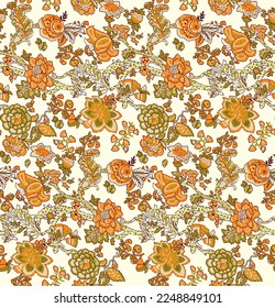 Seamless Flower Pattern, Textile Floral pattern vector White Background