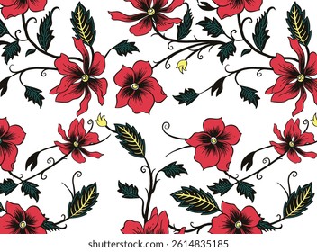 Seamless flower pattern. Textile print and hand flower pattern design  on the dark white background. Seamless pattern design for textile. For textile and fashion. Hand flower pattern design. 