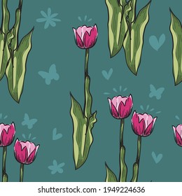 Seamless flower pattern. vector design for fashion, fabric, wallpaper and all prints on background earth tone color.Tropical botanical Motifs. Cute pattern in small flower. 