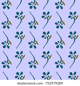 Seamless flower pattern. Vector floral print in blue theme