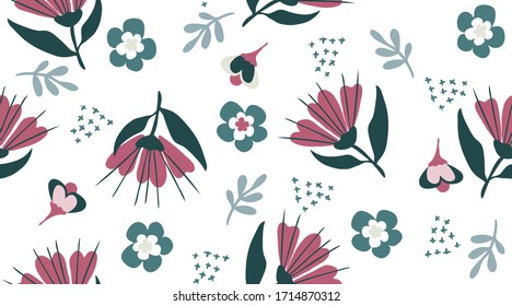 Seamless flower pattern  Vector hand draw floral background for wallpaper cover fabric textile
