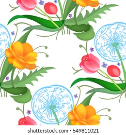 Seamless flower pattern. Vector illustration