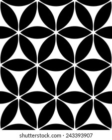 Seamless Flower Pattern, Vector Monochrome Background