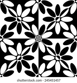 Seamless Flower Pattern. Vector Monochrome Texture