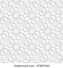 Seamless Flower Pattern. Vector Soft Background. Regular White Texture