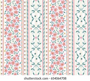 seamless  flower  pattern with vertical stripes. light vector background  for printing on textiles, clothes,  paper, wallpaper