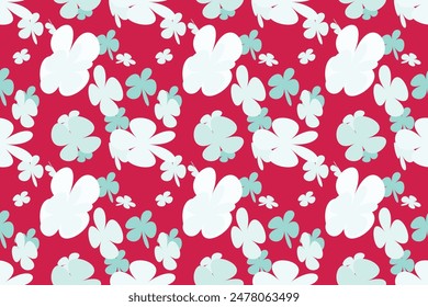 Seamless Flower Pattern Vintage 70s Style Flower Background Illustration. Colorful Pastel Color Groovy Artwork Bundle, Y2k Nature Backgrounds With Spring Plants.