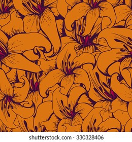 Seamless flower pattern in vintage style. Vector illustration for your graphic design.
