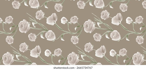 papel de parede de padrão de flor sem costura, papel de embrulho, fundo e tecido Padrão suave com flores de escalada decorativas.
