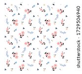 Seamless flower pattern white background. Vector illustration