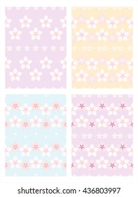 Seamless flower pattern. White flowers on pastel color background. Set 3 color options. Vector