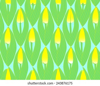 Seamless flower pattern, yellow tulip, vector design