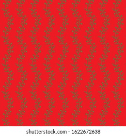 seamless flower patterns on a wavy stems on a plain red background. damask floral pattern. endless pattern can be used for printing, fabric, paper etc.