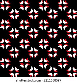 seamless flower pattern.White red seamless pattern black background.semicircular geometric background.Crescent moon repeating background. Illustrations,wrapping paper.Wallpaper background.Tile pattern