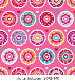 Seamless flower pink red retro background pattern in vector