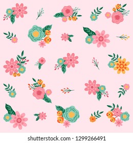 Seamless Flower Pink - Vector Illustration