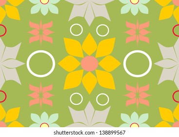 Seamless flower  retro background pattern in vector