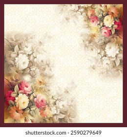 seamless flower rose for textile 