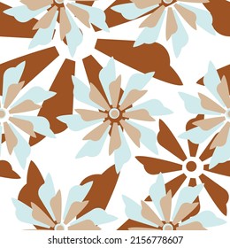 Nahtlose Blume, abstraktes Vektormuster, einzeln auf weißem Hintergrund. Blumengemälde mit Sommerdekoration. Symmetrische Feiertagslandschaft. Vorlage für Druck, Design, Banner oder Karte.