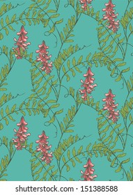Seamless flower sketch pattern. Wild vetch background for you design and scrapbooking