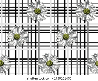 patrón de tiras de flores sin soldadura sobre fondo blanco