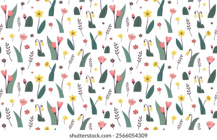 Seamless flower templates Designs for making textile wallpaper, baby bedding, gift wrapping paper. Flowers on white background Vector