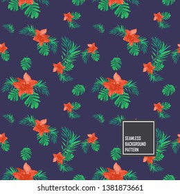 Seamless flower vector pattern background