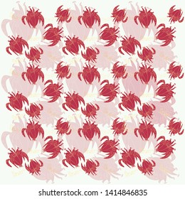 Seamless flower vector pattern with line style - vector 