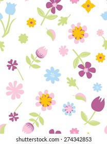 Seamless flower vector pattern, soft color, spring, summer, can be used for decorative paper of textile