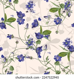 Seamless flower vel allover design pattern.
