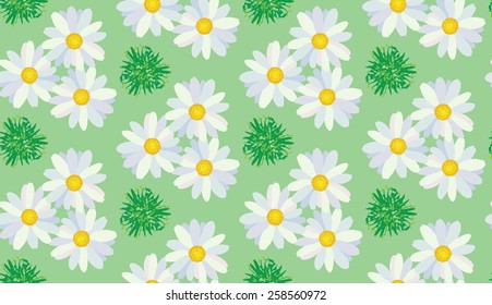 seamless flower,daisy print pattern green background.