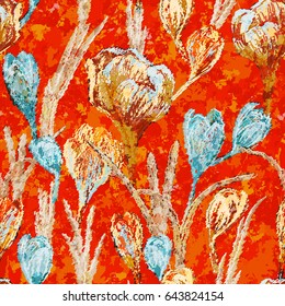 Seamless flowers background. Floral pattern. Colorful nature backdrop