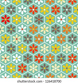 Seamless flowers background geometric pattern. summer or spring theme. vector illustration.