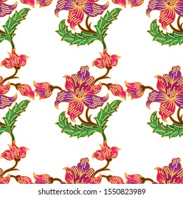 Seamless Flowers Batik Pattern.Able to repeat for textile printing