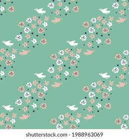 Flores y pájaros sin foco decorativo