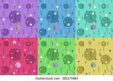 Seamless with flowers and circles