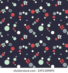 Seamless flowers and circles pattern