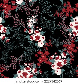 Diseño de flores sin foco. Patrón floral crujiente.