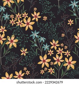 Diseño de flores sin foco. Patrón floral crujiente.