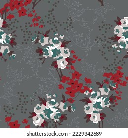 Diseño de flores sin foco. Patrón floral crujiente.