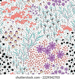 Seamless flowers design.Crispy floral pattern.