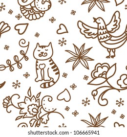 seamless flowers folk pattern. Can be used for wallpaper, pattern fills, web page background, surface textures.