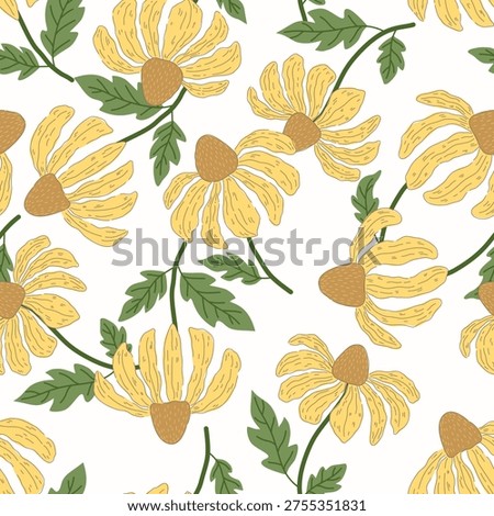 Seamless flowers and leaf patterns design for all types of print textiles and backgrounds
