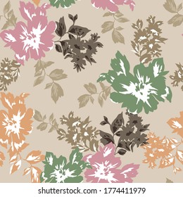 flores sin soldadura con motivos de hojas sobre fondo gris