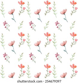 Flores y hojas sin soldadura vectorial en fondo plano