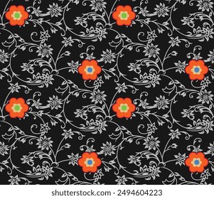 Seamless Flowers Motif Design ,Design for Cover, Fabric, Textile, Wrapping Paper Background Pattern