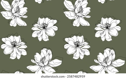 Seamless flowers pattern. Abstract flowers pattern.