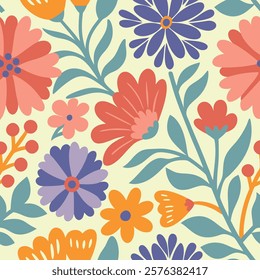 Seamless flowers pattern. Abstract botany wildflowers background. style for fabric, banners, wallpaper, posters, websites, online shopping.